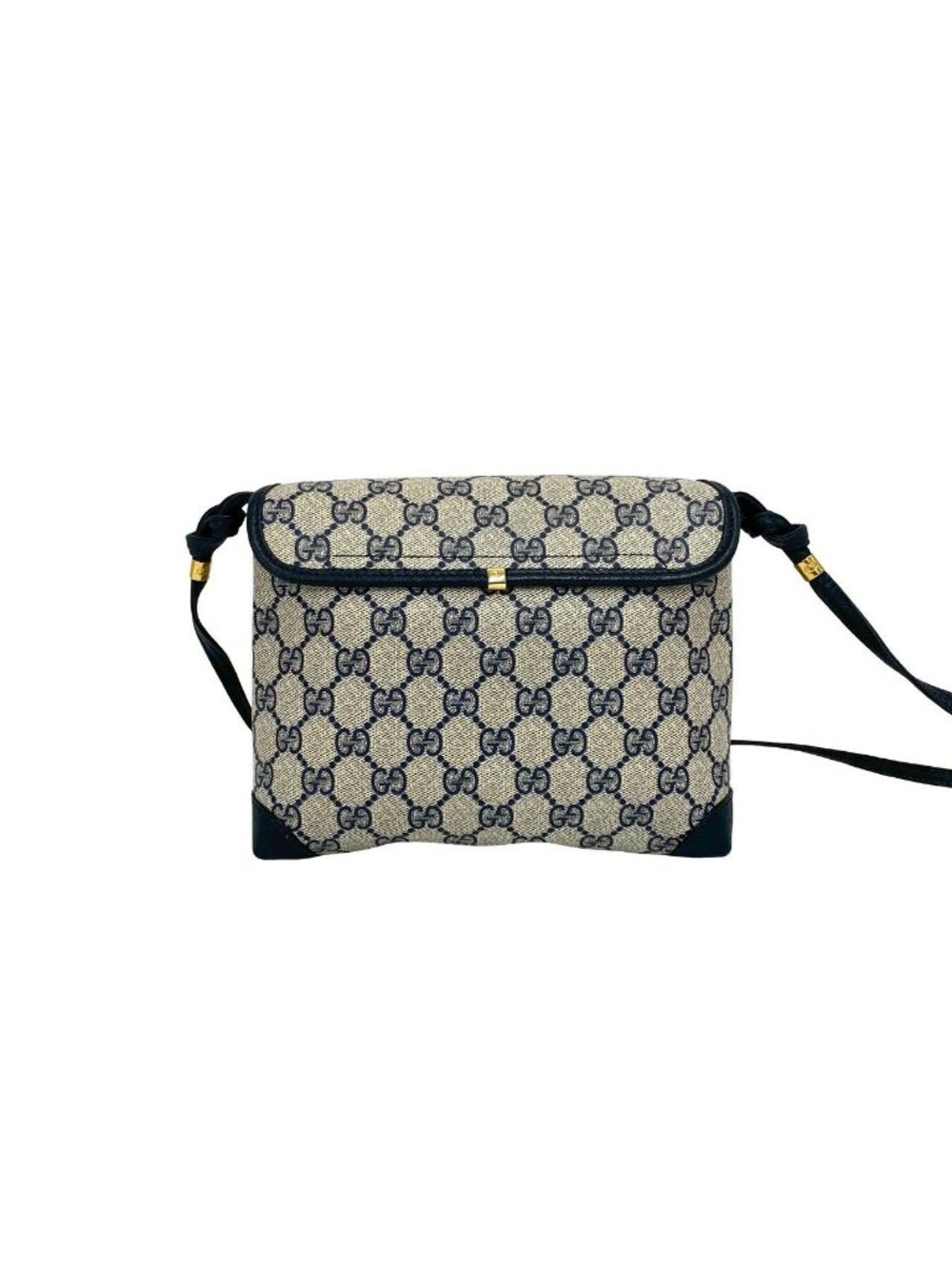 Gucci Vintage GG Logo Pattern Leather Mini Shoulder Bag Pochette Crossbody Navy - Picture 3 of 10